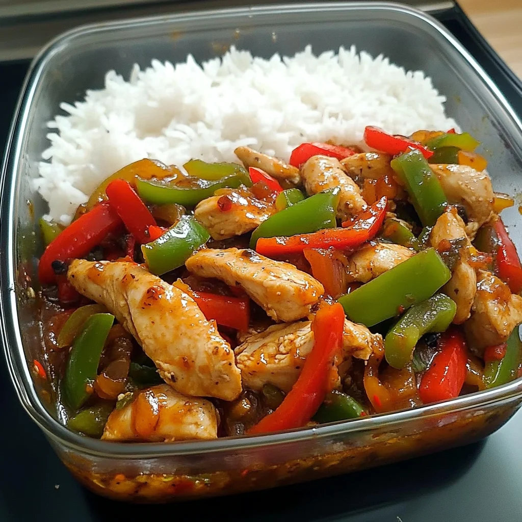 Spicy Chicken Stir-Fry with Peppers & Rice
