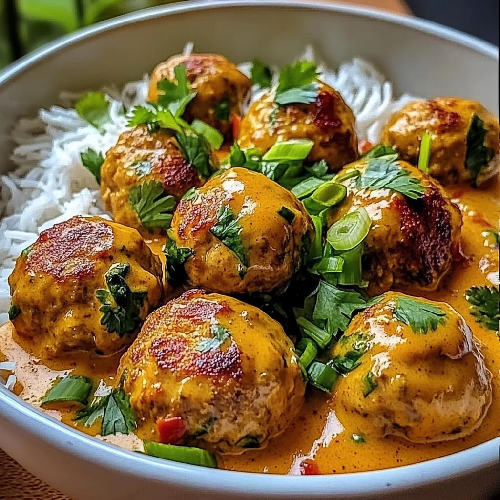 Thai Chicken Meatballs in Creamy Coconut Curry