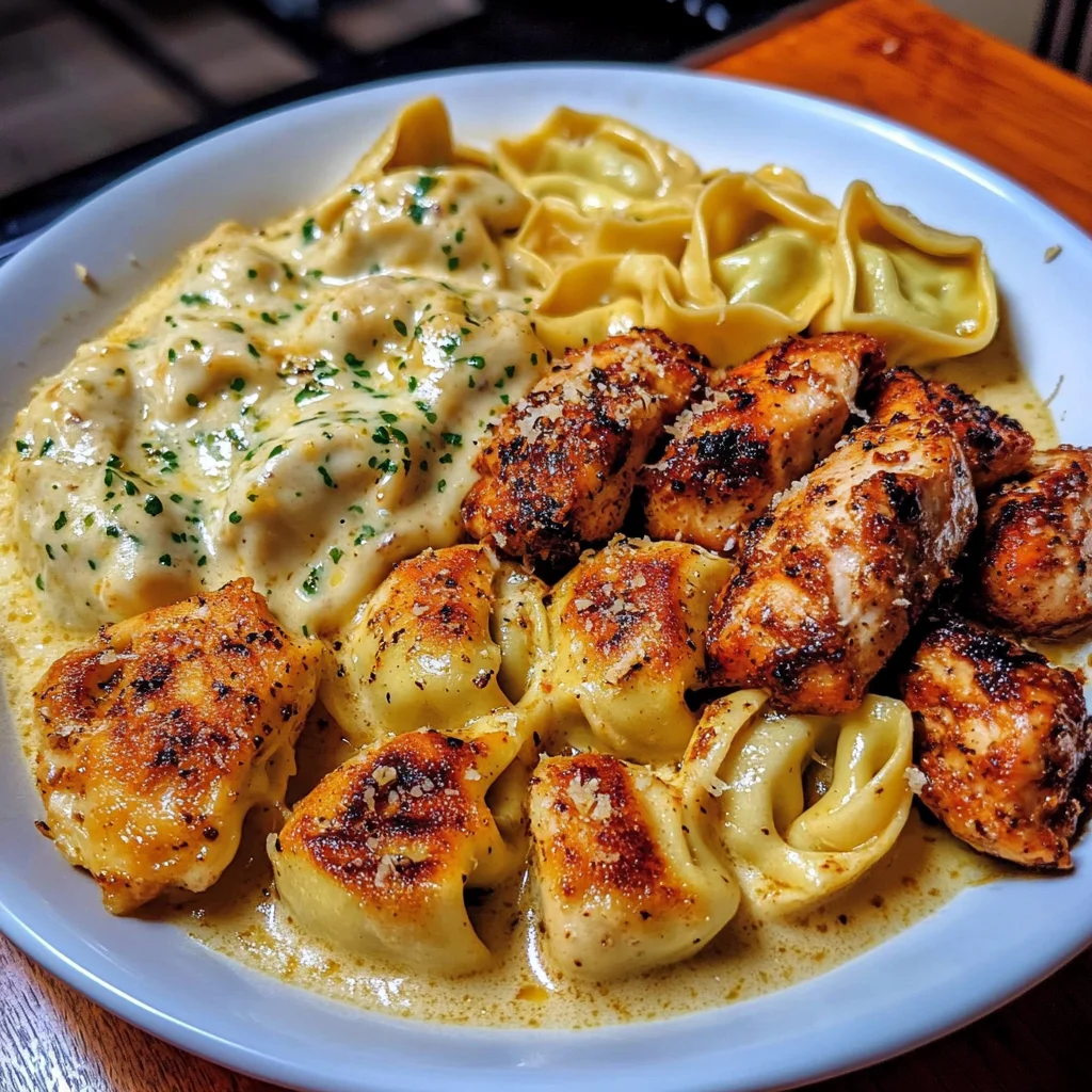 Velvety Cajun Chicken Tortellini with Three-Cheese Sauce