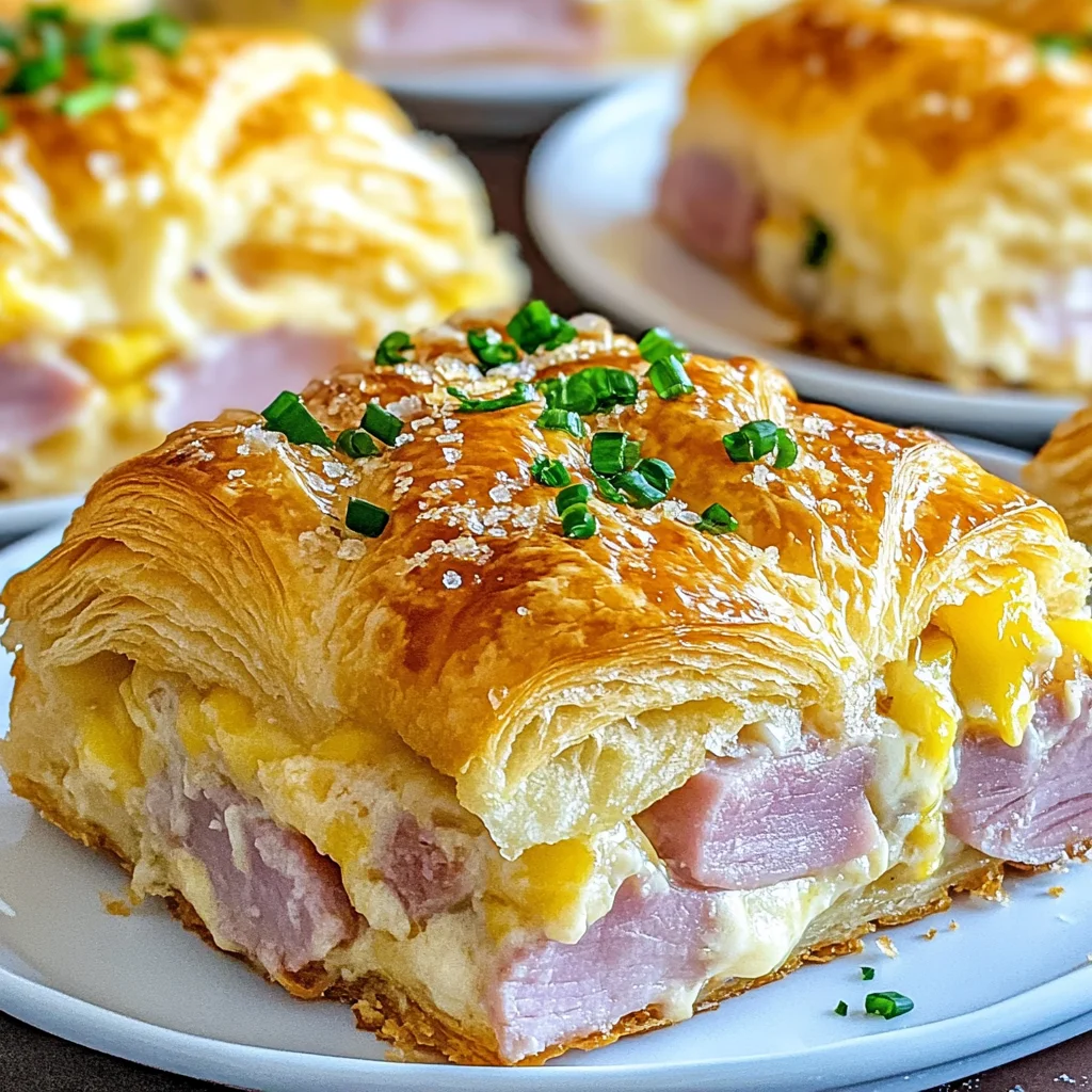 chicken ham and Cheese Croissant Breakfast Casserole