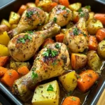 Baked Chicken Drumsticks with Roasted Veggies