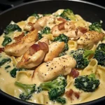 Creamy Chicken Alfredo with Bacon, Spinach & Broccoli