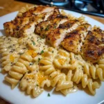 Creamy Garlic Chicken Rotini with Parmesan Velveeta Sauce