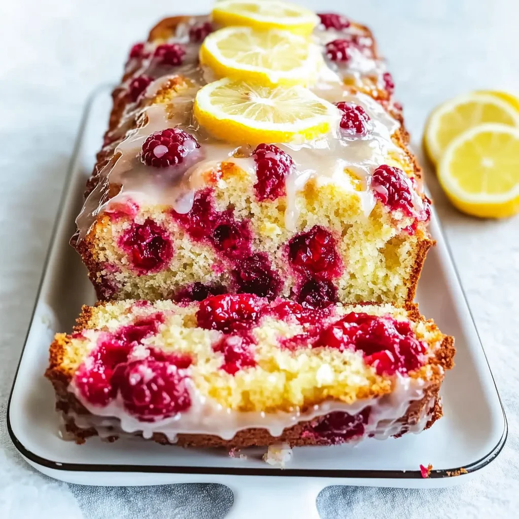 Delightful Mascarpone Raspberry Lemon Loaf with Lemony Glaze