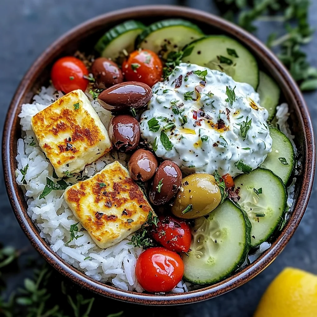 Greek Halloumi Bowls with Tzatziki