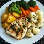 Herb-Crusted Fish with Steamed Veggies & Boiled Potatoes