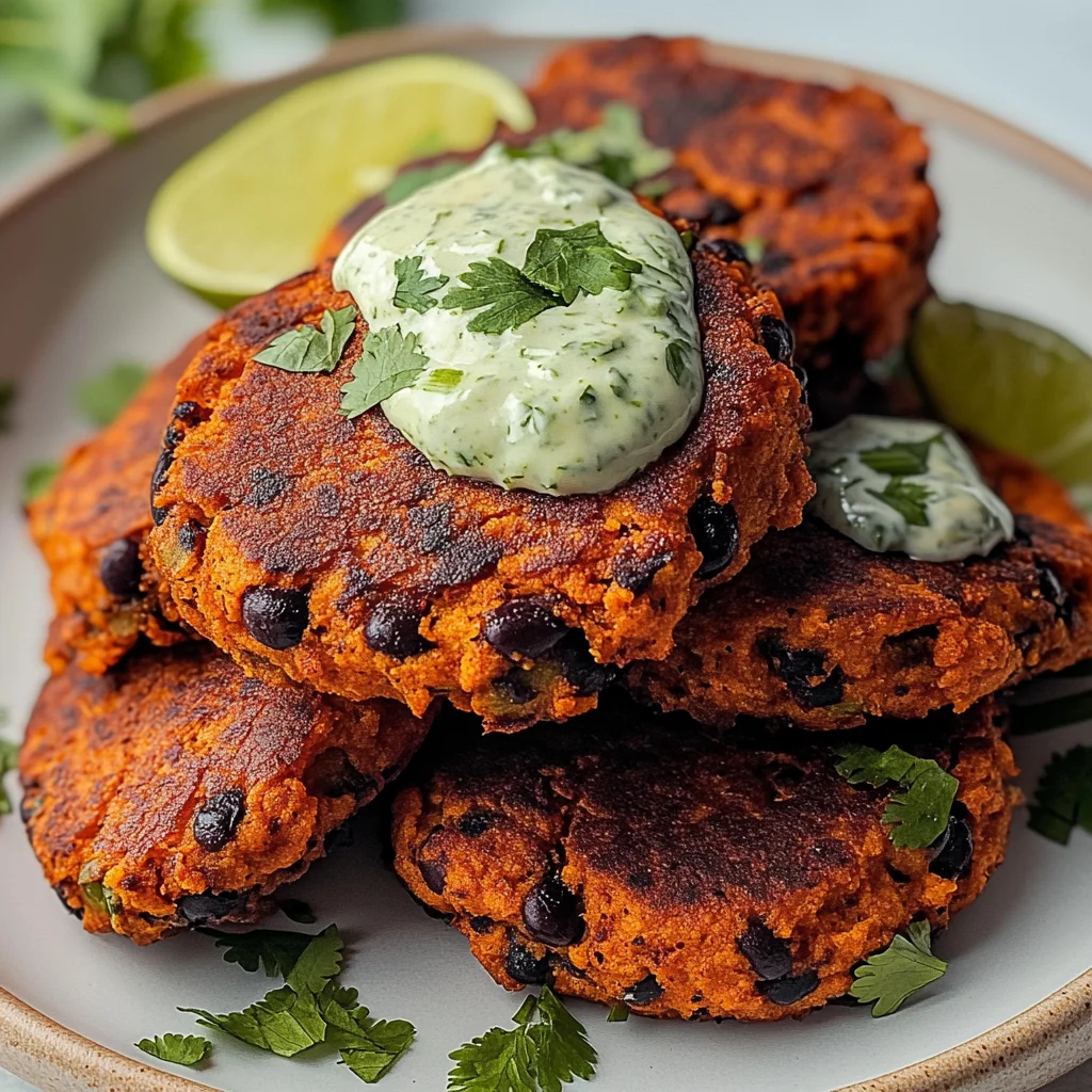 Lime Drenched Sweet Potato Black Bean Patties