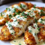 Parmesan Crusted Chicken with Garlic Sauce delights every bite!