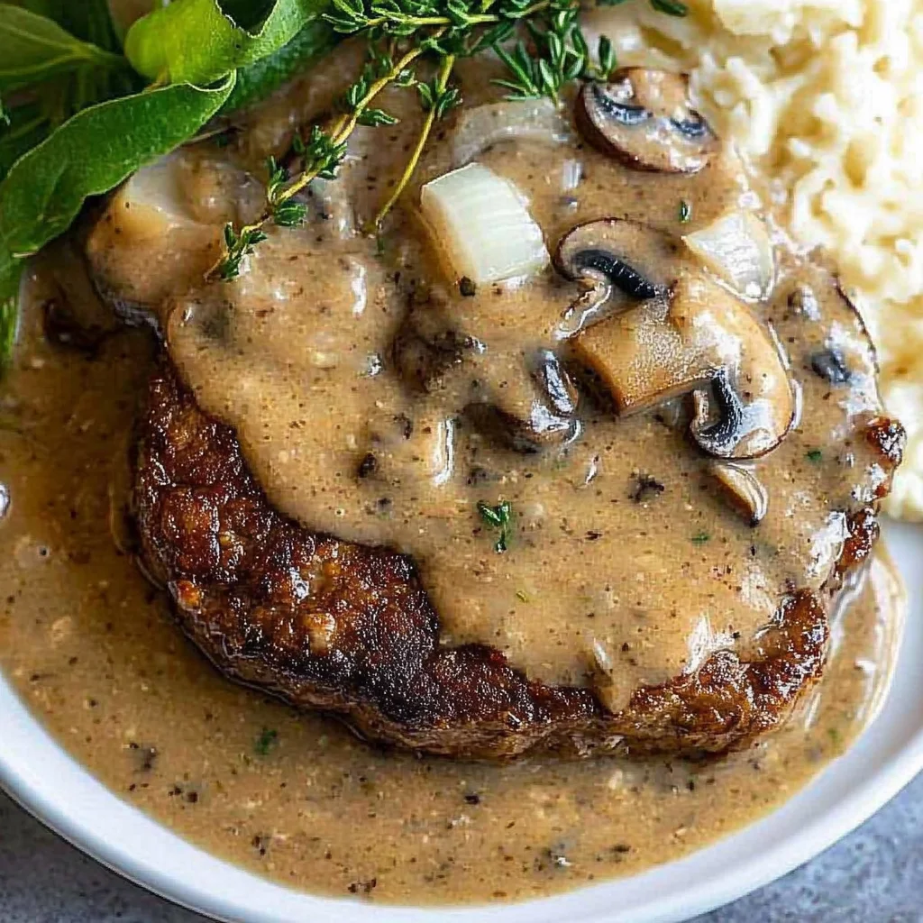 Smothered beef Chops with Mushroom Gravy
