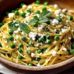 Spaghetti Goat Cheese Mint Peas