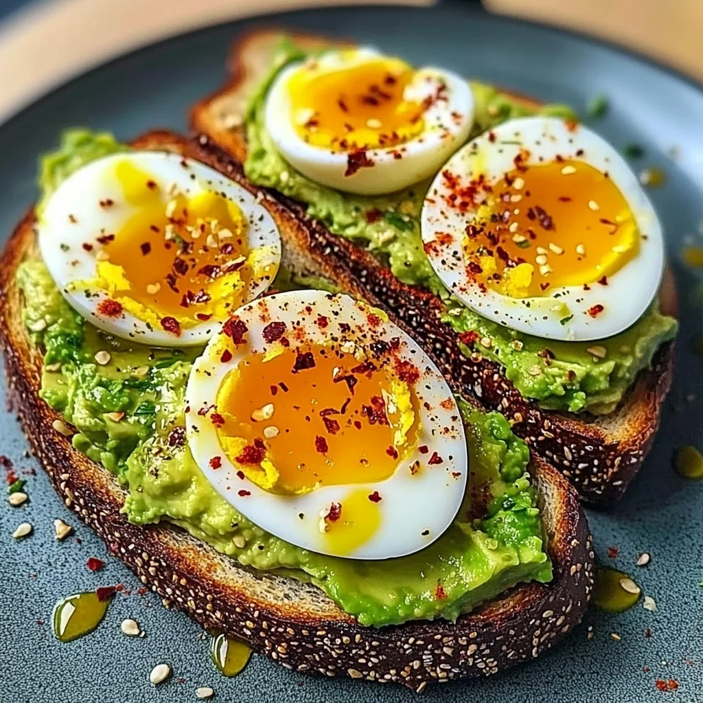 Spicy Avocado Toast with Jammy Eggs & Chili Crunch