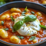 30 Minute Creamy Tomato Gnocchi with Burrata
