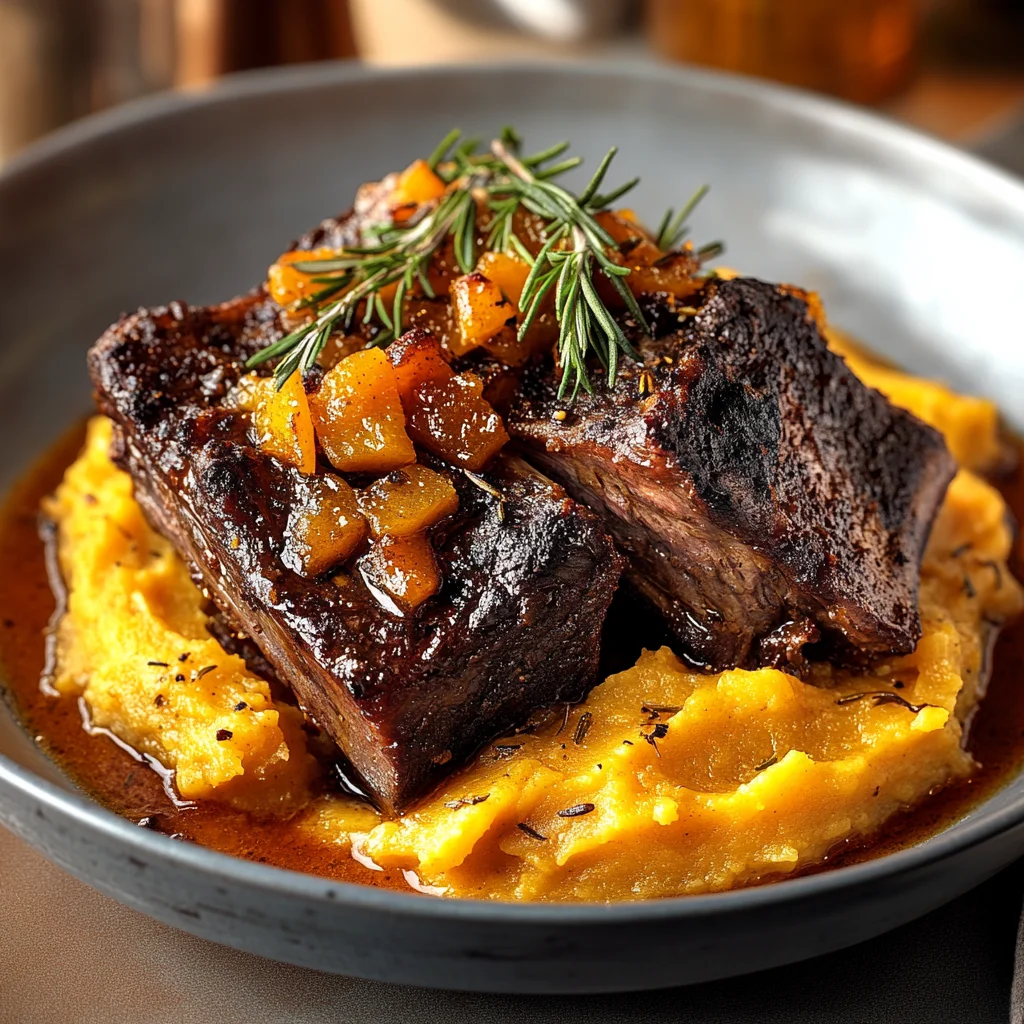 Apple Cider Braised Short Ribs with Rosemary Mashed Sweet Potatoes