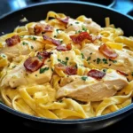 Creamy Lemon-Garlic Chicken Bacon Fettuccine