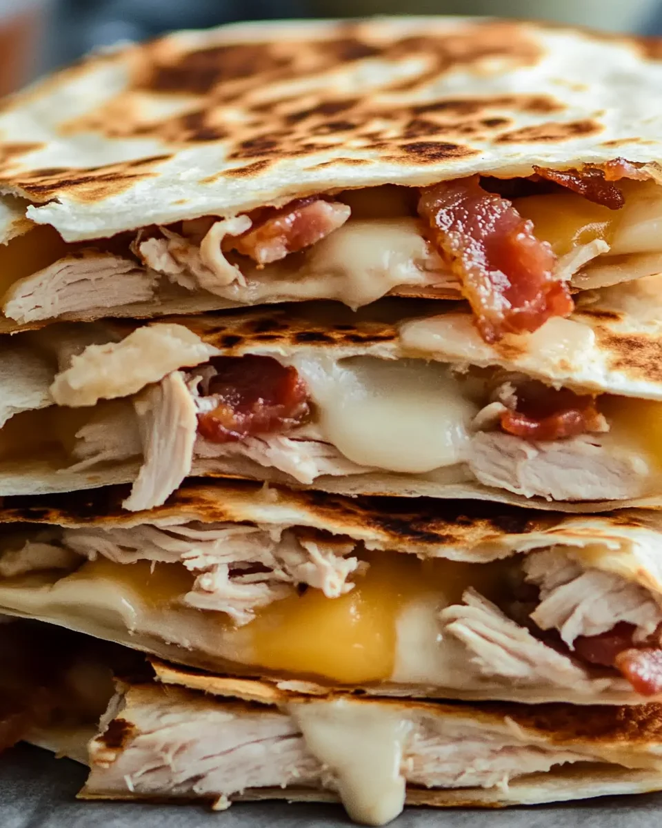 Easy Chicken Turkey Bacon Ranch Quesadilla