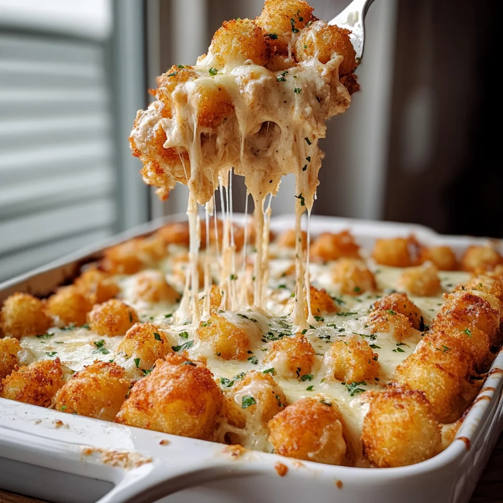Irresistible Chicken Alfredo Tater Tot Casserole in 35 Minutes