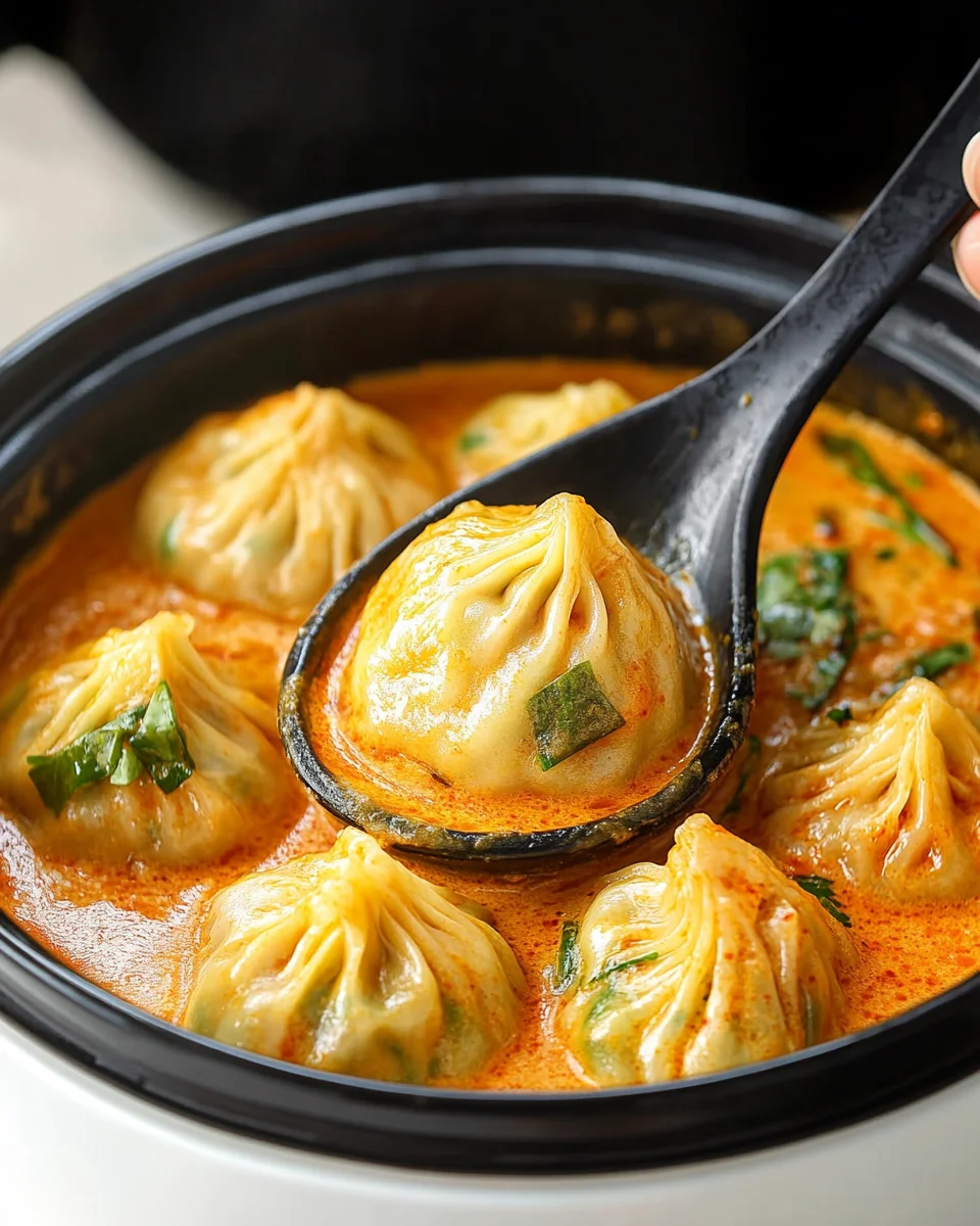 Soup Dumplings in Thai Red Curry Sauce