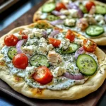 pizza topped with tzatziki sauce