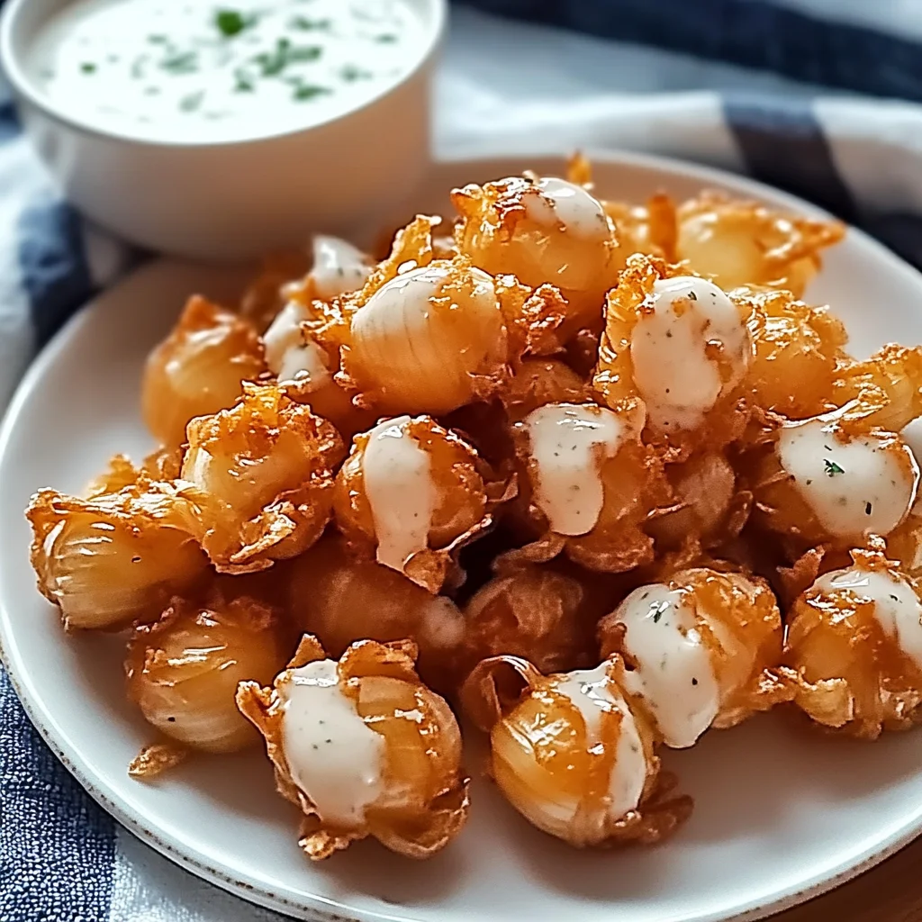 Bite-Sized Blooming Onions with Buttermilk Ranch Dip Delight