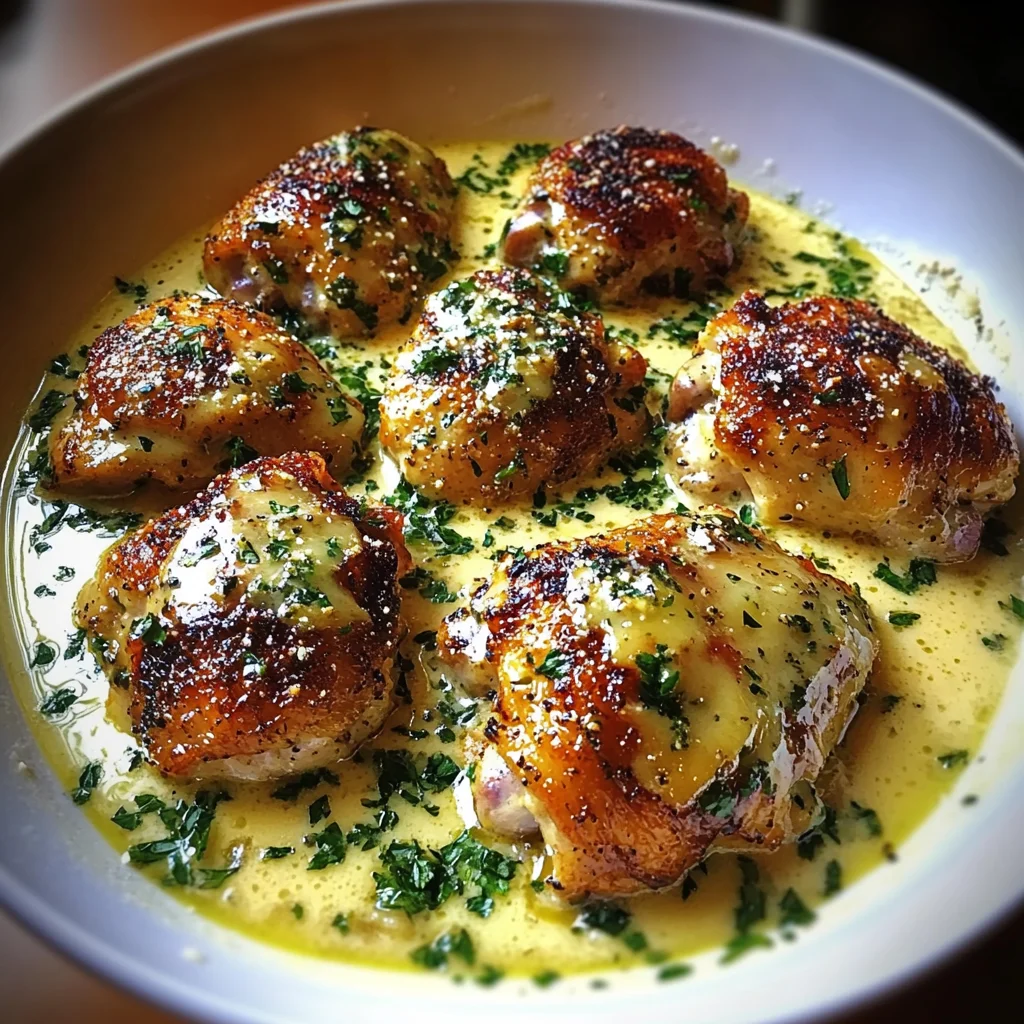 Bobby Flay Chicken Thighs with Creamy Garlic Sauce