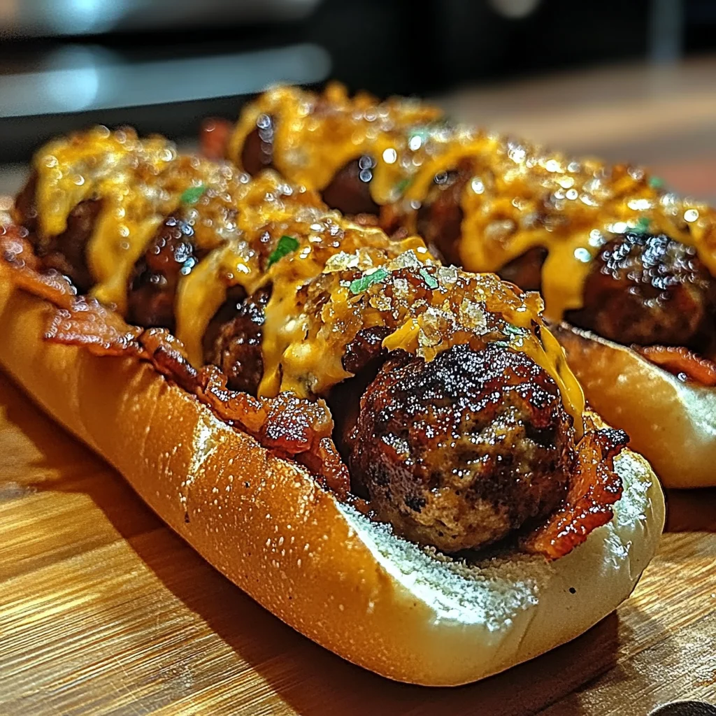 Bourbon BBQ Turkey Bacon Cheeseburger Meatball Subs Ready in 30 Minutes