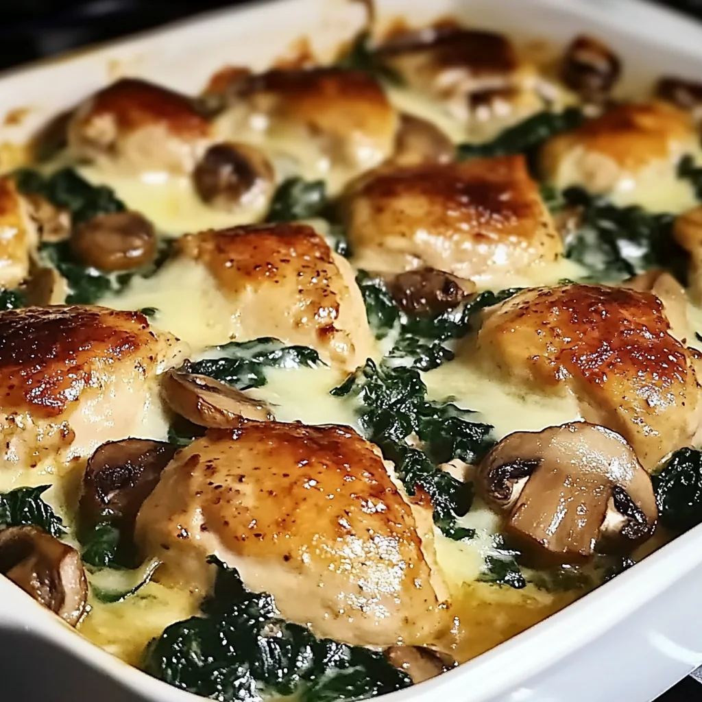 Chicken, Spinach, and Mushroom Low Carb Oven Dish