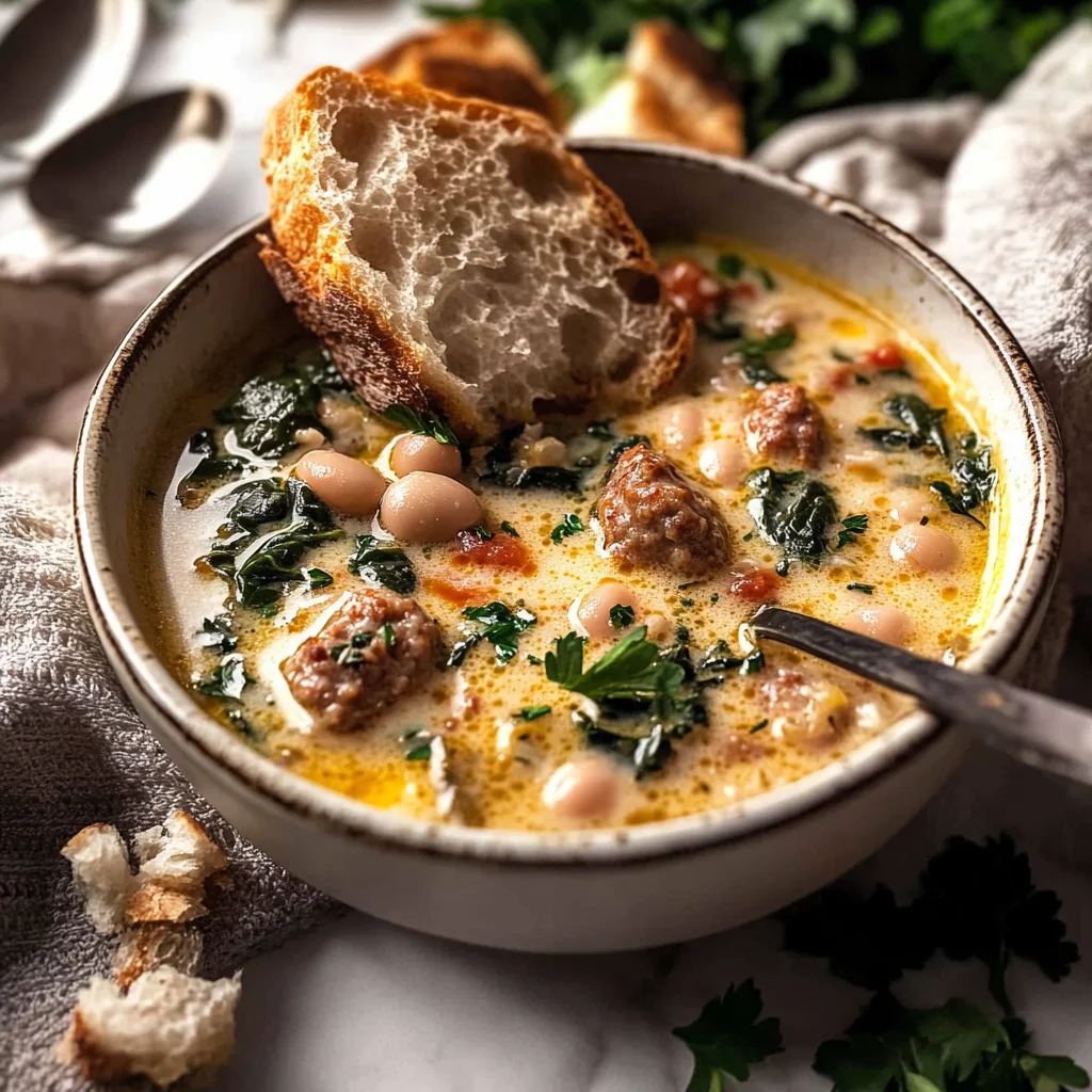 Creamy Tuscan White Bean Lemon Soup