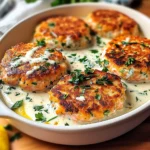Salmon Patties with Creamy Lemon-Garlic Sauce