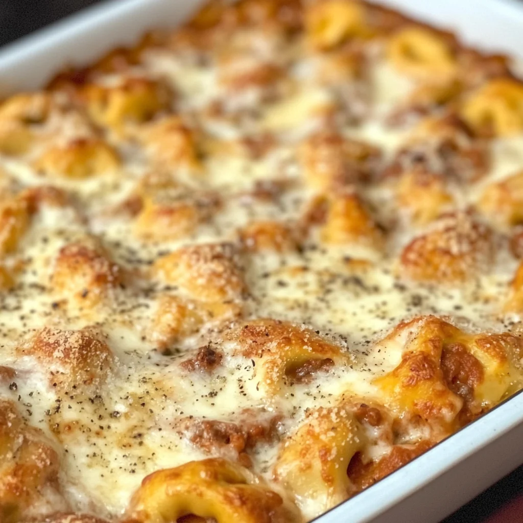Cheesy Baked Tortellini Casserole With Meat Sauce