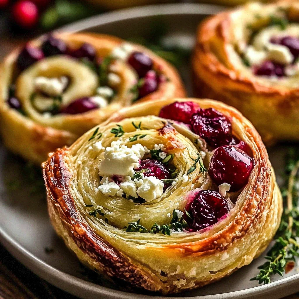 Cranberry Cream Cheese Pinwheels with Feta & Herbs