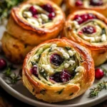 Cranberry Cream Cheese Pinwheels with Feta & Herbs
