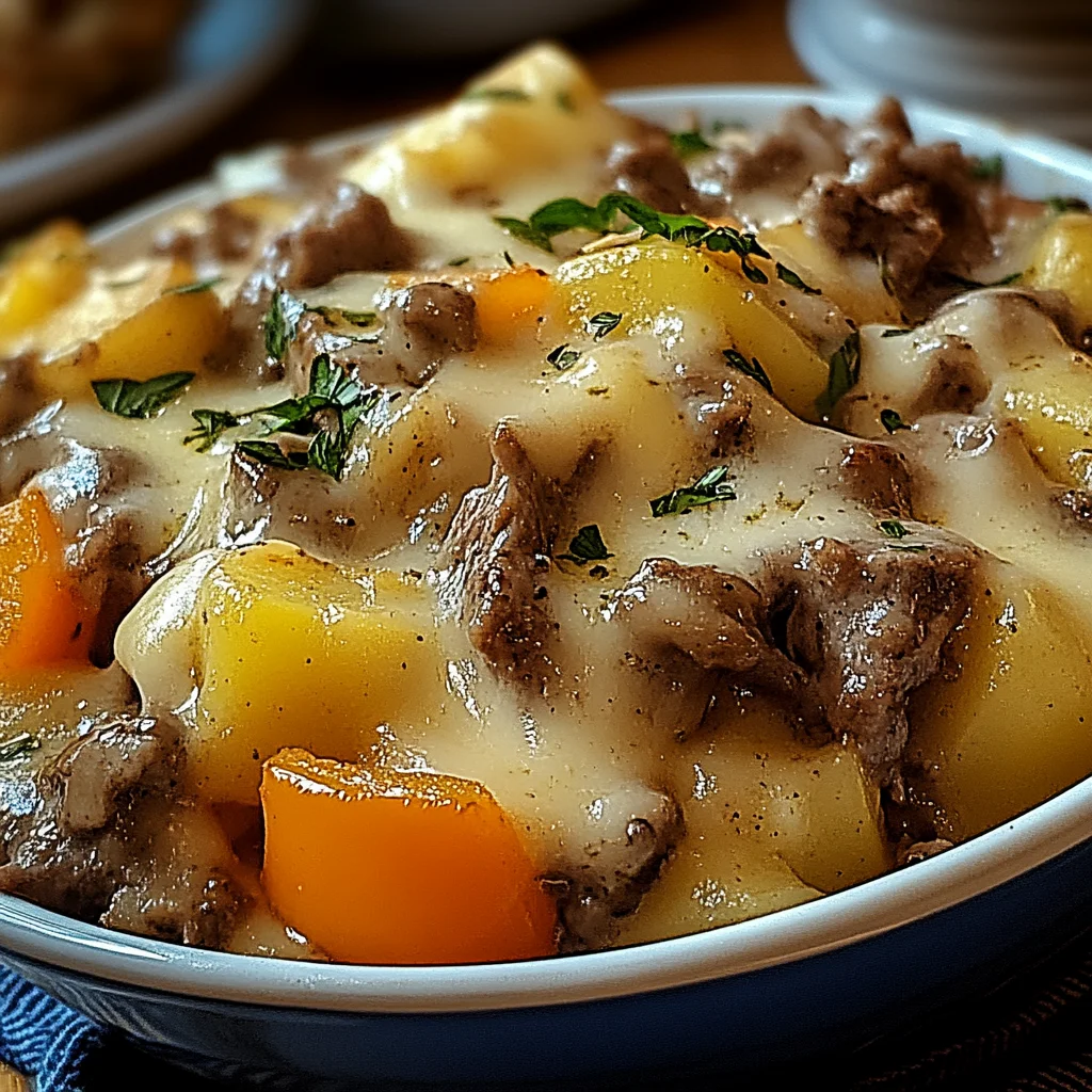 Crockpot Cheesesteak Potato Casserole Recipe