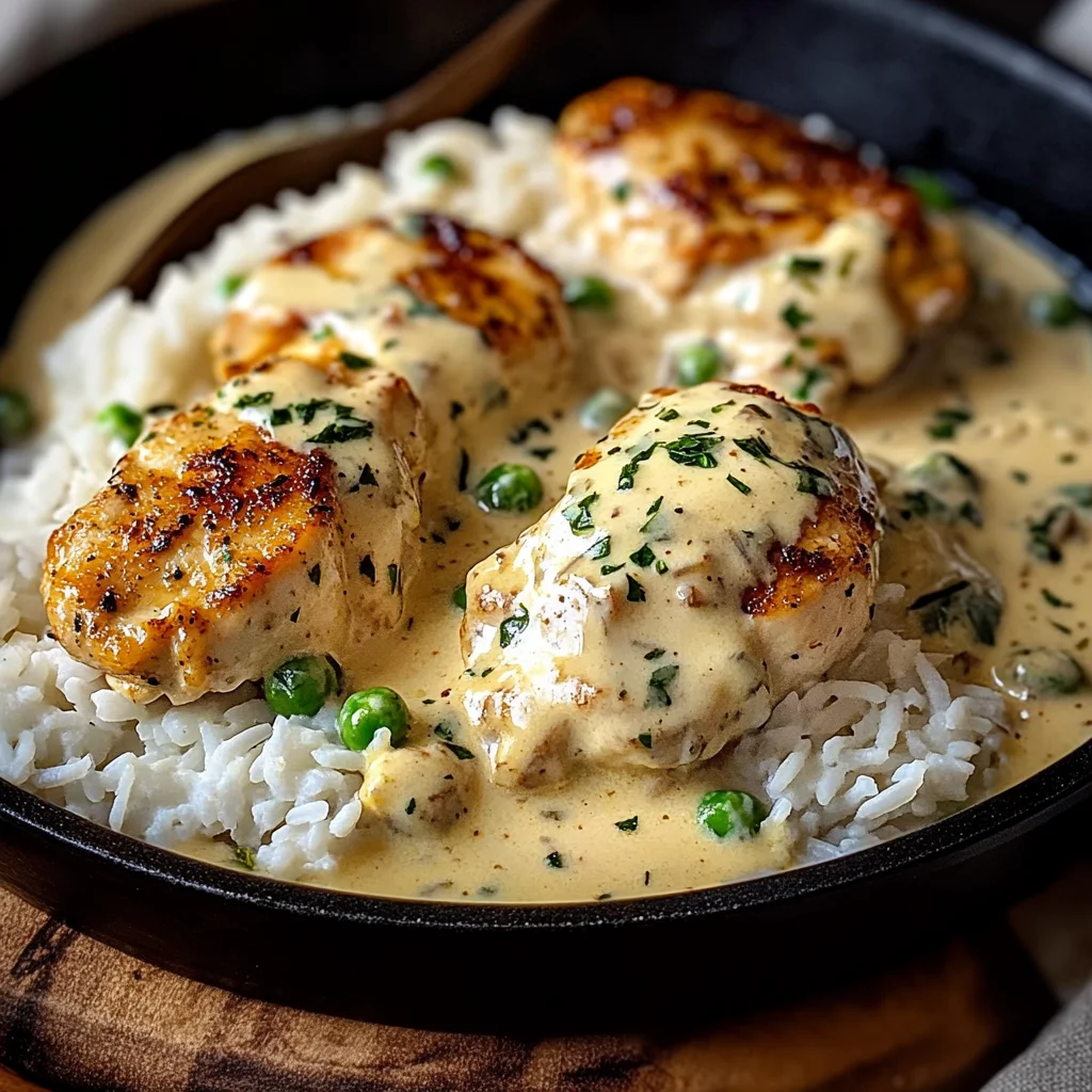 Easy Creamy Smothered Chicken And Rice Dinner Recipe