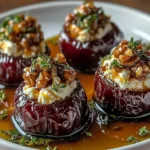 Feta-Parmesan Roasted Stuffed Dates with Honey-Walnut Herb Crunch