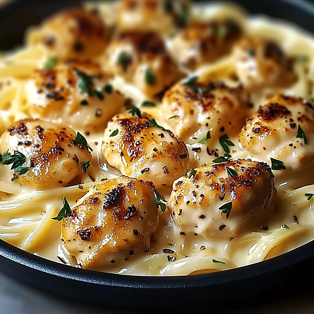 Garlic Butter Chicken Bites with Creamy Parmesan Pasta: An Incredible 7-Step Recipe