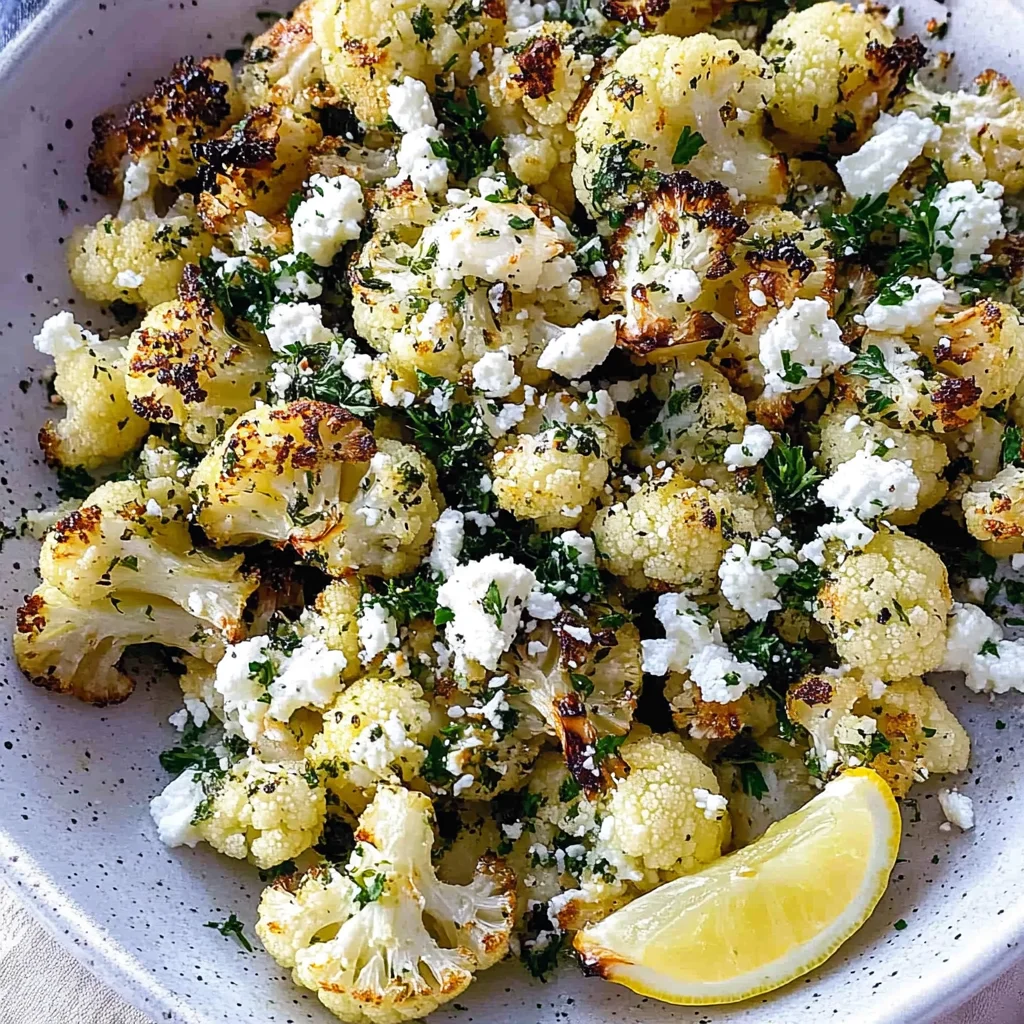 Greek Roasted Cauliflower with Feta and Herbs