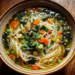 Healing Ginger Garlic Broth with Rice Noodles