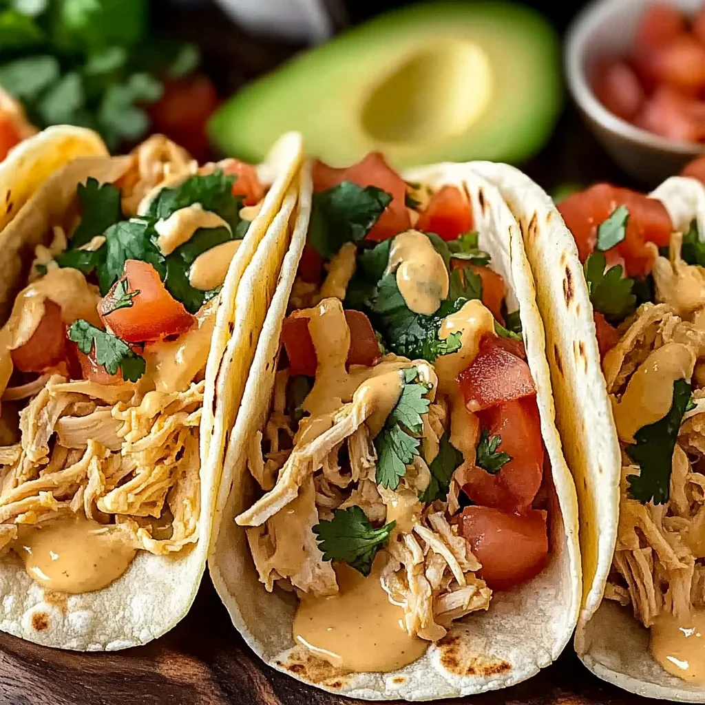 Slow Cooker Queso Chicken Tacos