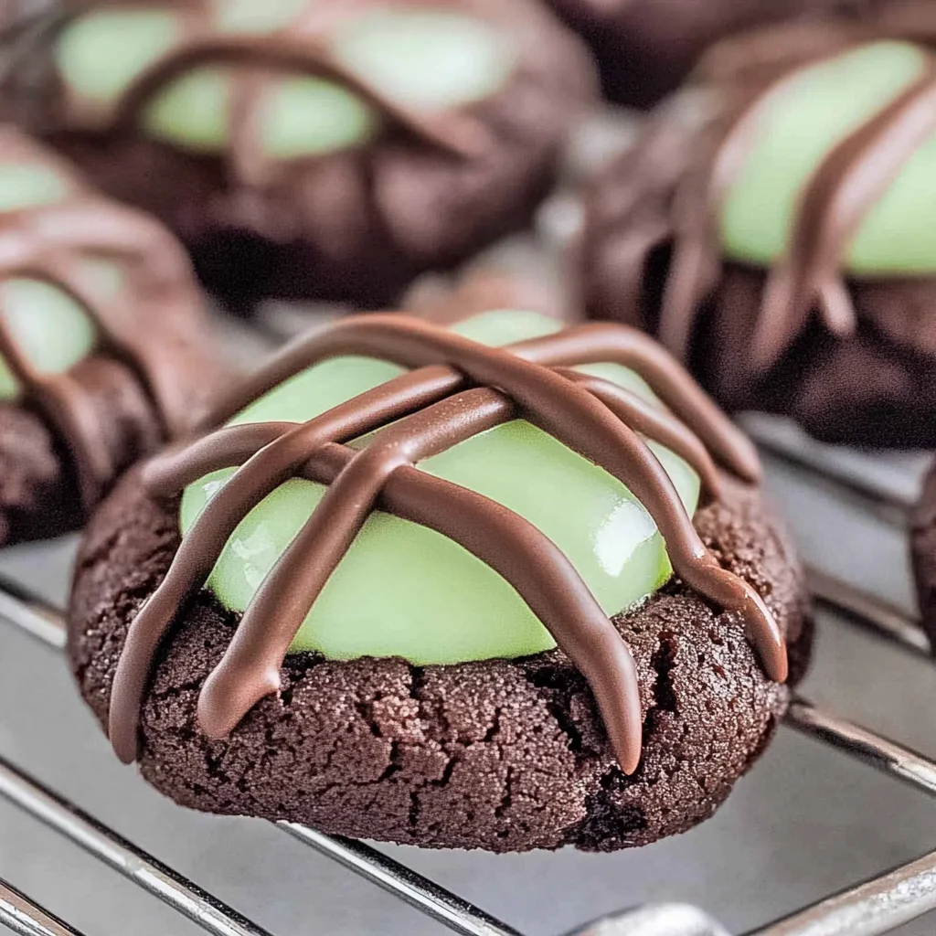Chocolate Mint Thumbprint Cookies
