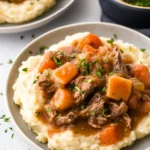 Fall Apple Cider Stew over Mashed Potatoes