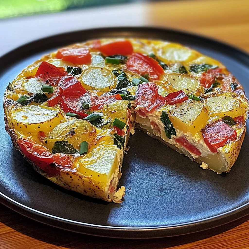 Frittata with Potatoes, Red Peppers, and Spinach Recipe