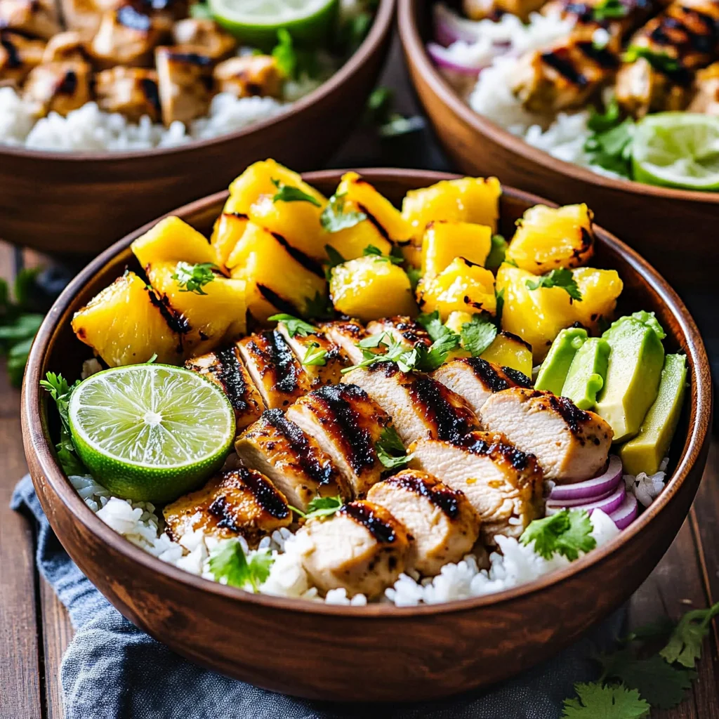 Grilled Chicken and Pineapple Bowls with Coconut Rice Recipe