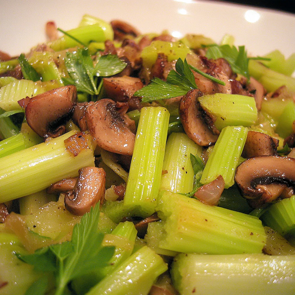 Jennie's Roasted Celery And Mushrooms