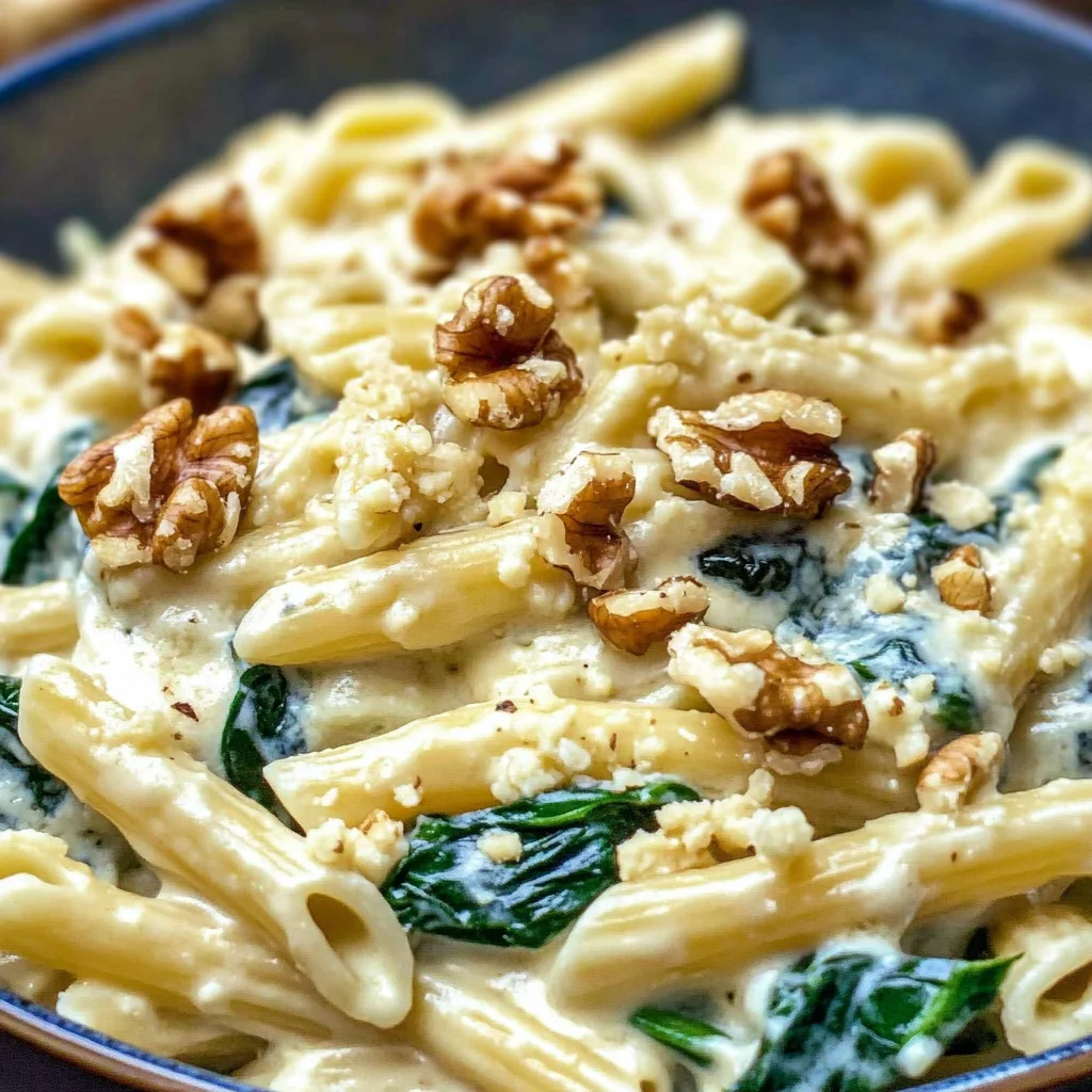 Blue Cheese Pasta with Spinach and Walnuts