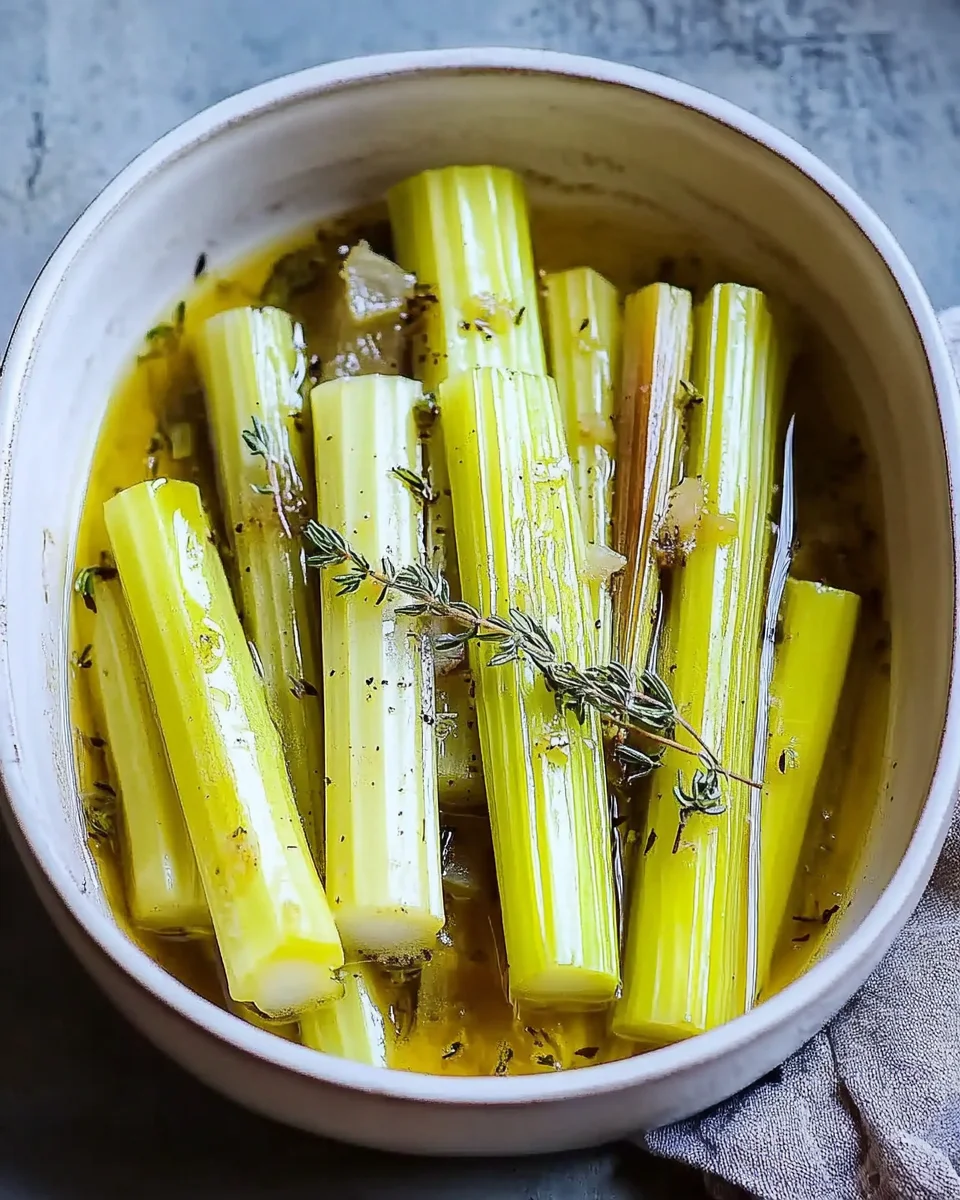 Delicious Braised Celery With Thyme and White apple vinegar Recipe