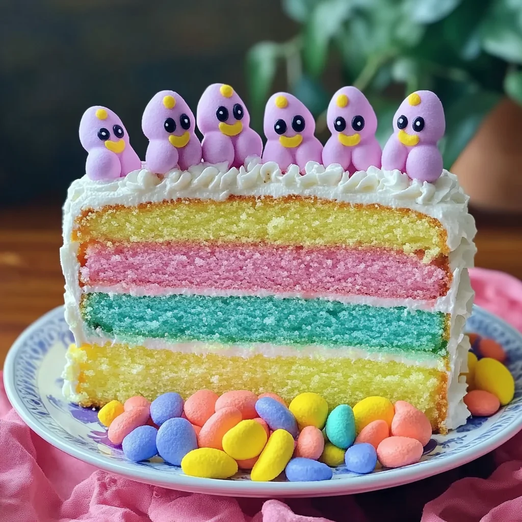 Easter Peep Cake with Multi-Colored Layers