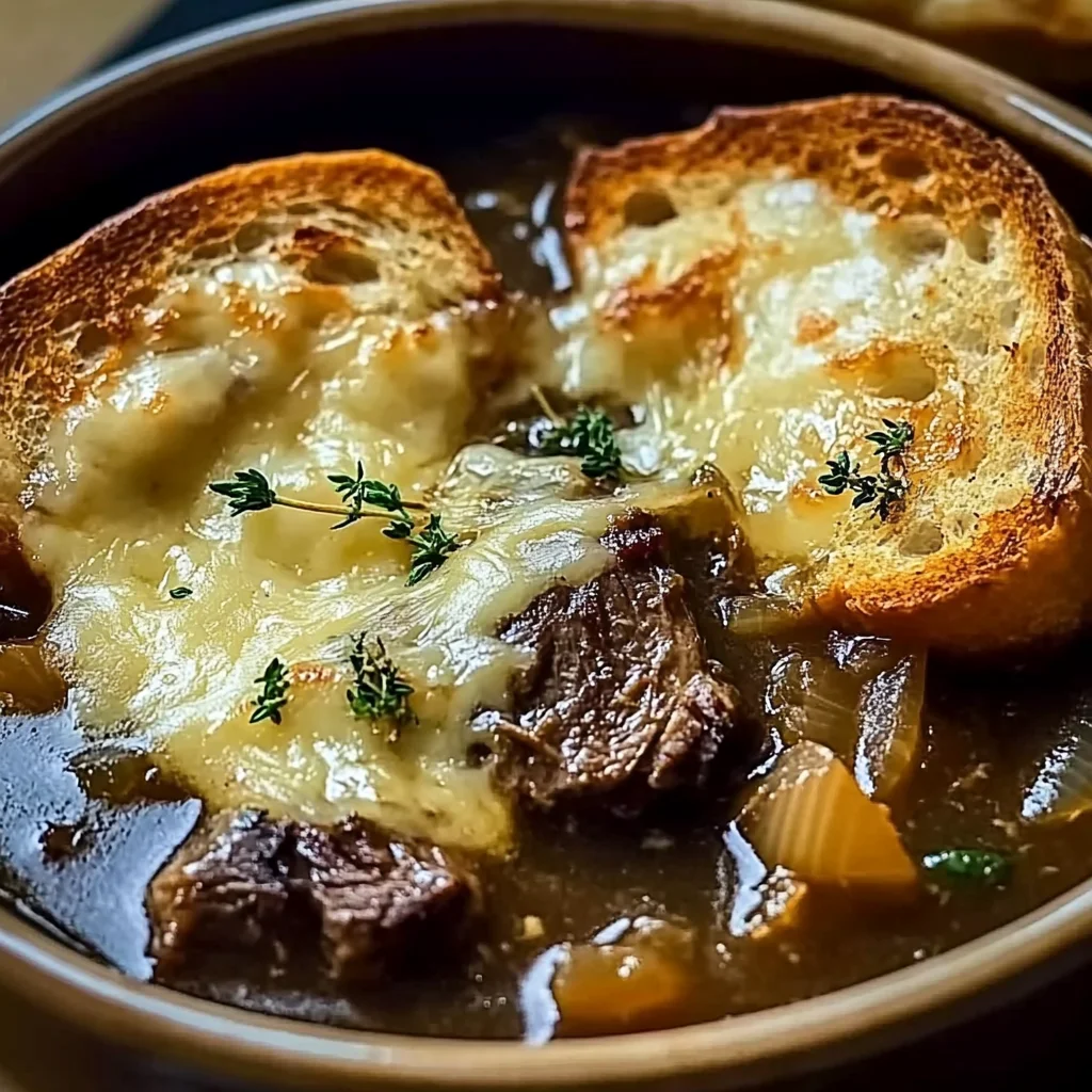 French Onion Short Rib Soup with Gruyère Toast
