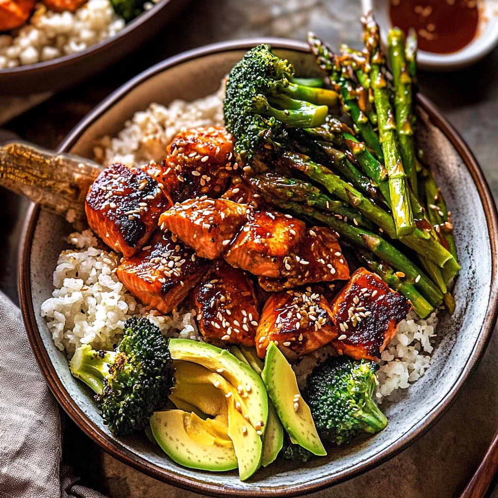 35 Minute Chili Honey Garlic Salmon Bowls