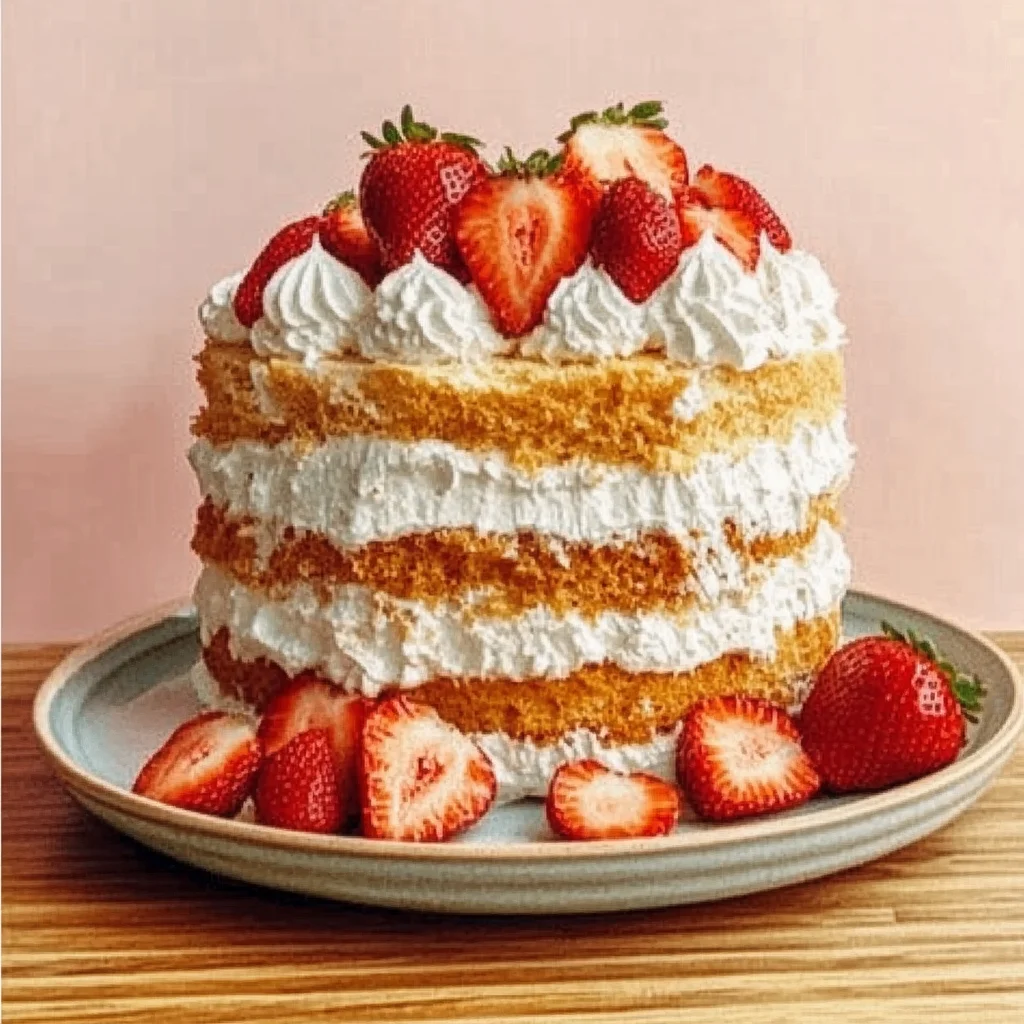 Angel Food Cake with Strawberries & Cream