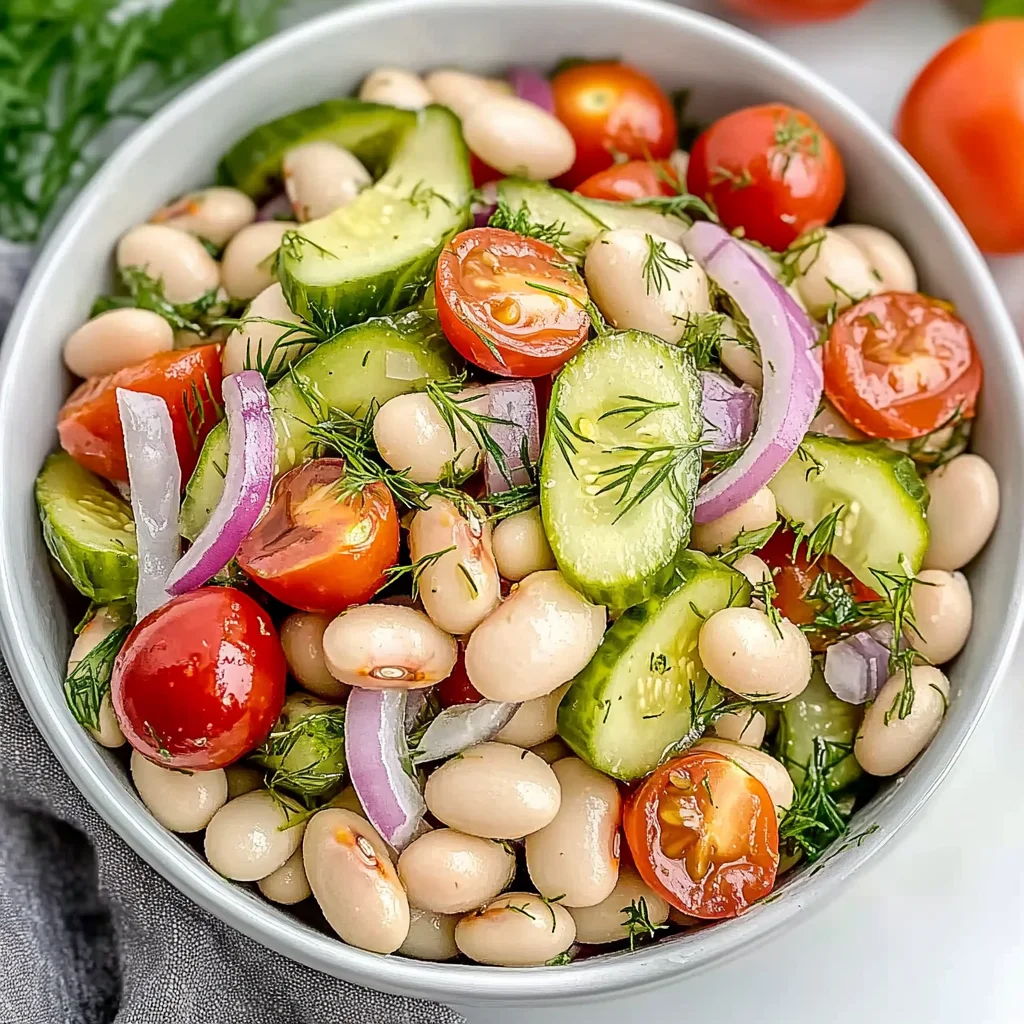 Best Dill Pickle White Bean Salad - theamazingfood